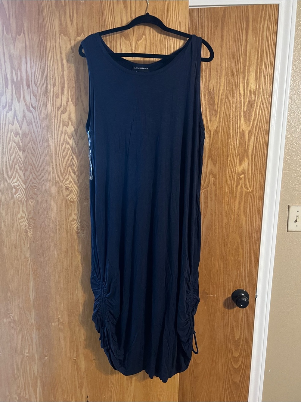 Lane Bryant Navy Sleeveless Ruched Side Jersey Dress